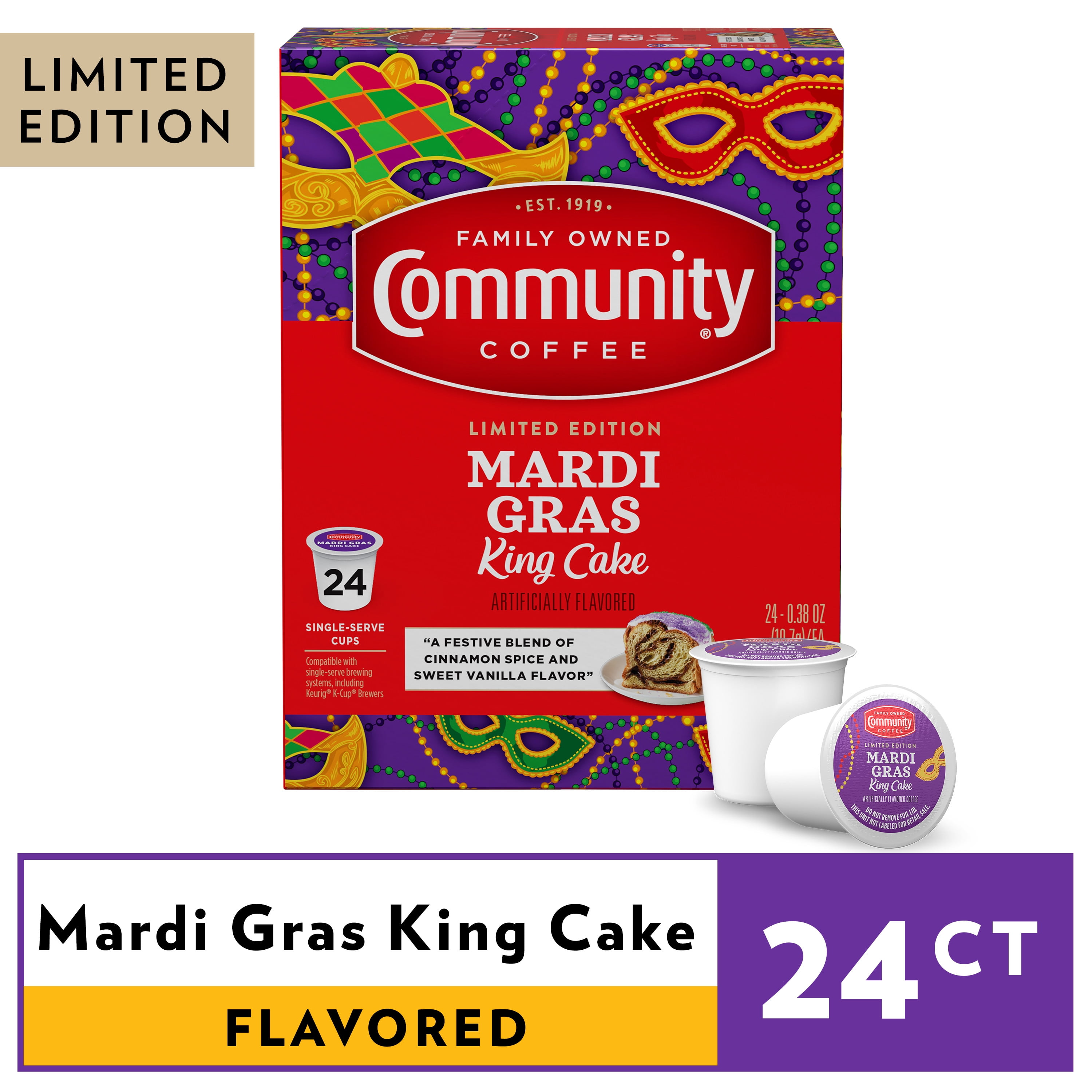 mardi gras king cake coffee pods