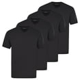 thumbnail image 1 of hajo Camiseta de hombre, pack de 4 - Básica, manga corta, cuello en V, algodón, uni Negro 2XL (XX-Large), 1 of 4