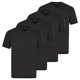 thumbnail image 1 of hajo Camiseta de hombre, pack de 4 - Básica, manga corta, cuello en V, algodón, uni Negro L (Large), 1 of 4