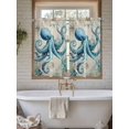 thumbnail image 4 of Teal Octopus Coastal Bathroom Window Curtain, Vintage Summer Beach Nautical Light Filtering Coffee Kitchen Curtains, Bedroom Living Room Curtains 2 Panel 84"x45", 4 of 6
