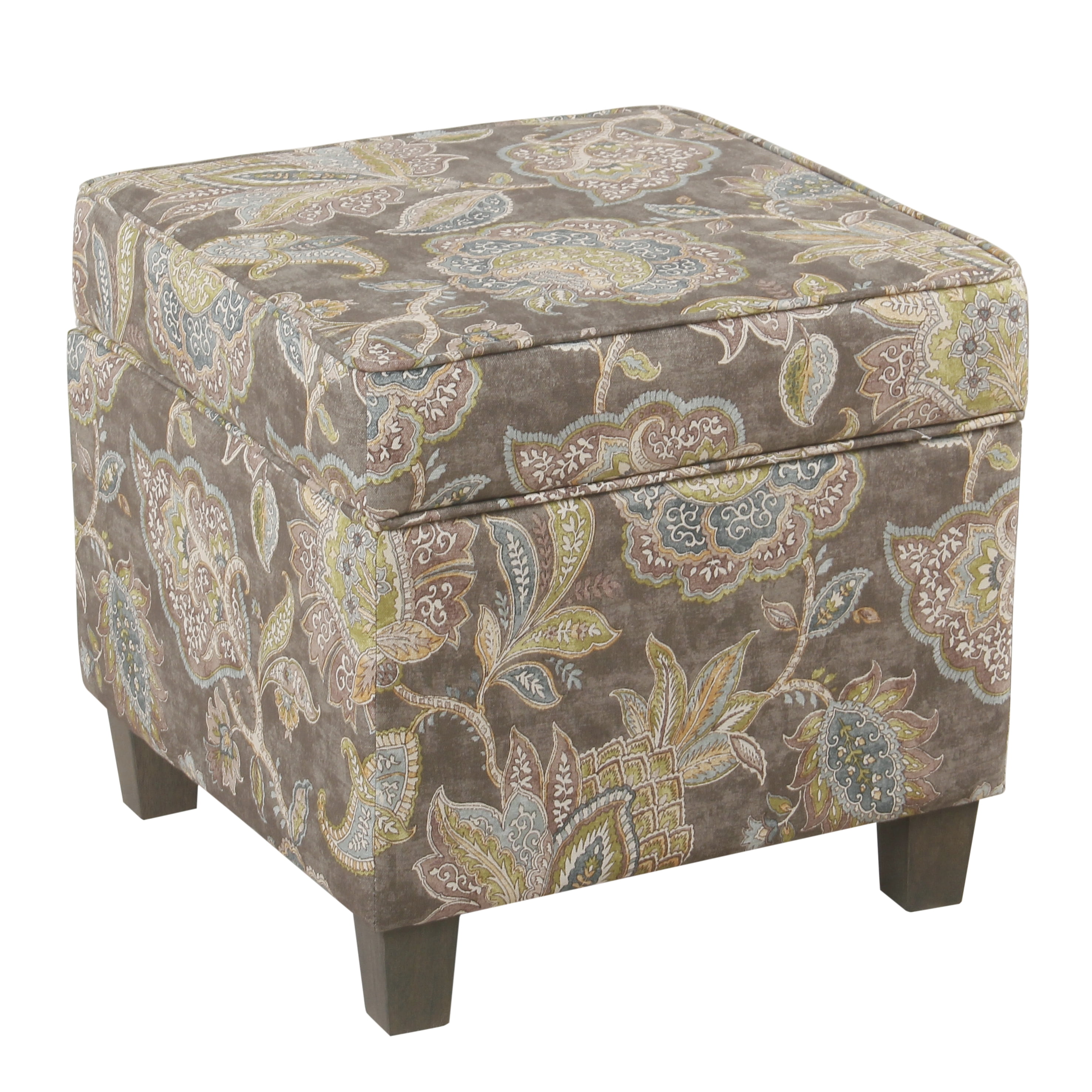 HomePop Square Ottoman with Lift Off Top, Multiple Colors