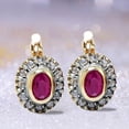 thumbnail image 6 of 1 Pair Red Cubic Zirconia Women Earrings Oval Alloy Rhinestone Shiny Clip Earrings Wedding Jewelry, 6 of 7