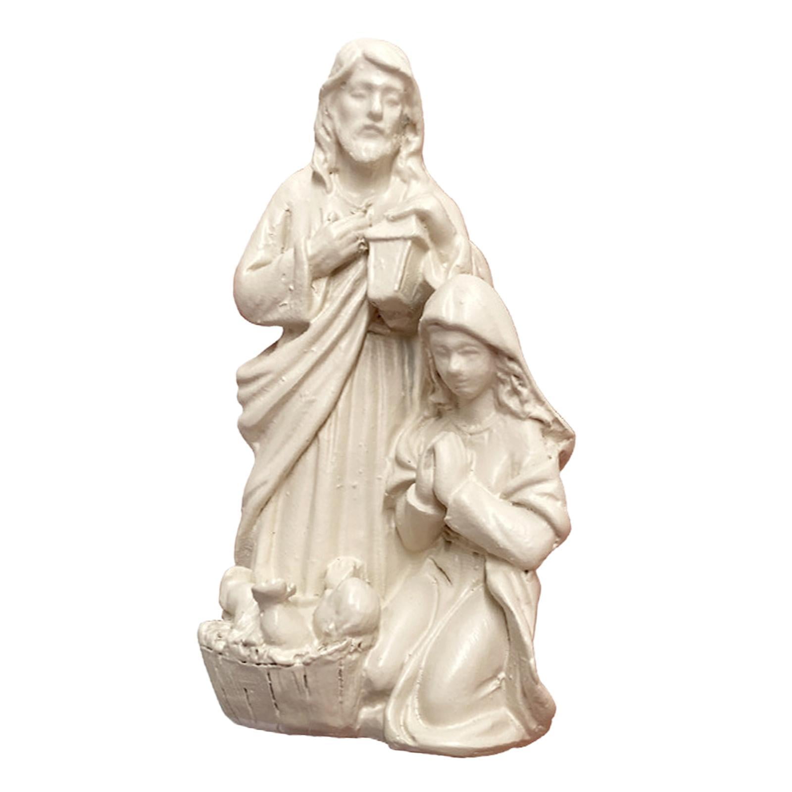 TISHITA Holy Family Statue Resin Figurine Decorative Sculpture Craft with Elegant Wear Resistant Material And Fine Carving Suitable for Gift Giving Home Decor Beige