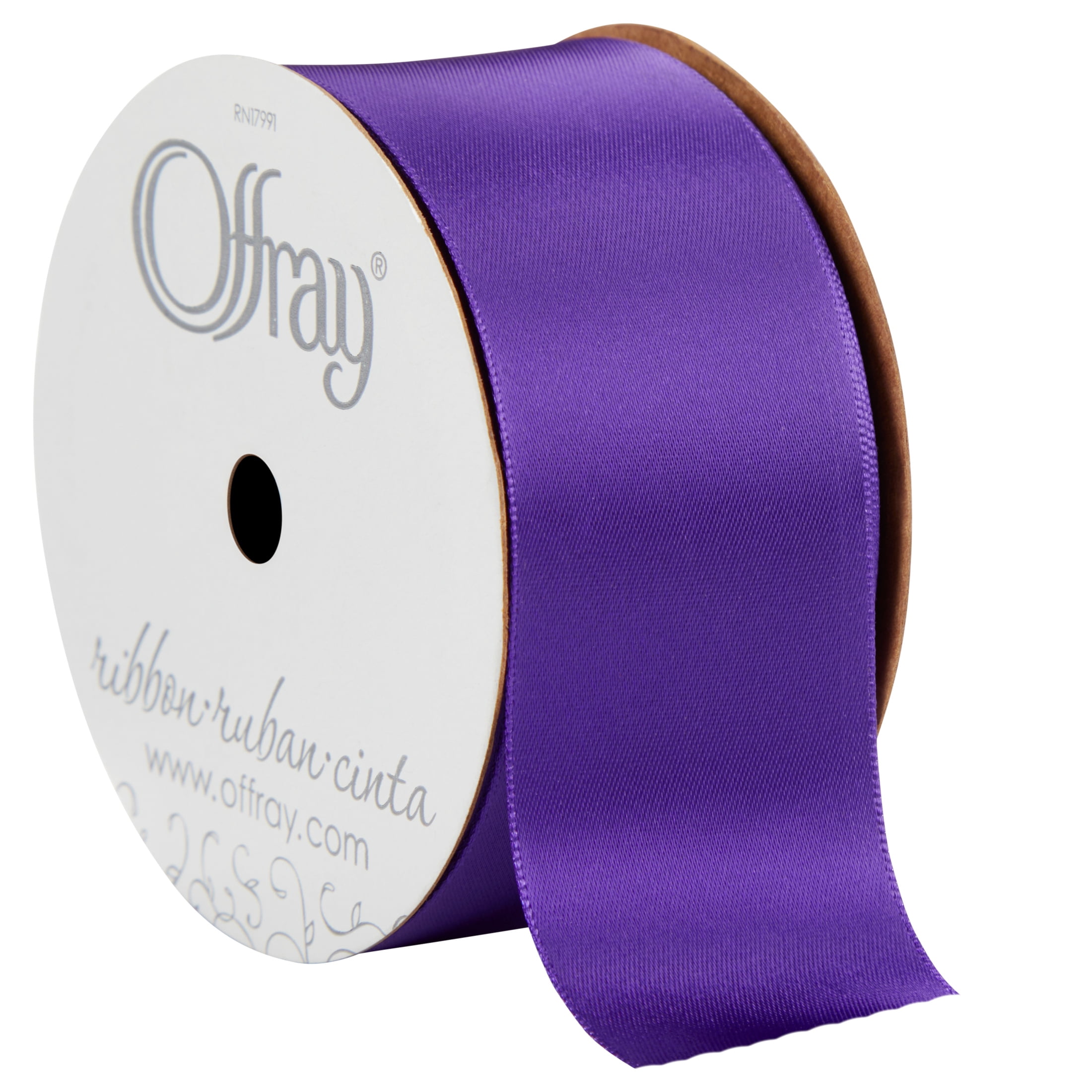 (3 pack) Offray Ribbon, Regal Purple 1 1/2 inch Single Face Satin Polyester Ribbon for Sewing, Crafts, and Gifting, 12 feet, 1 Each