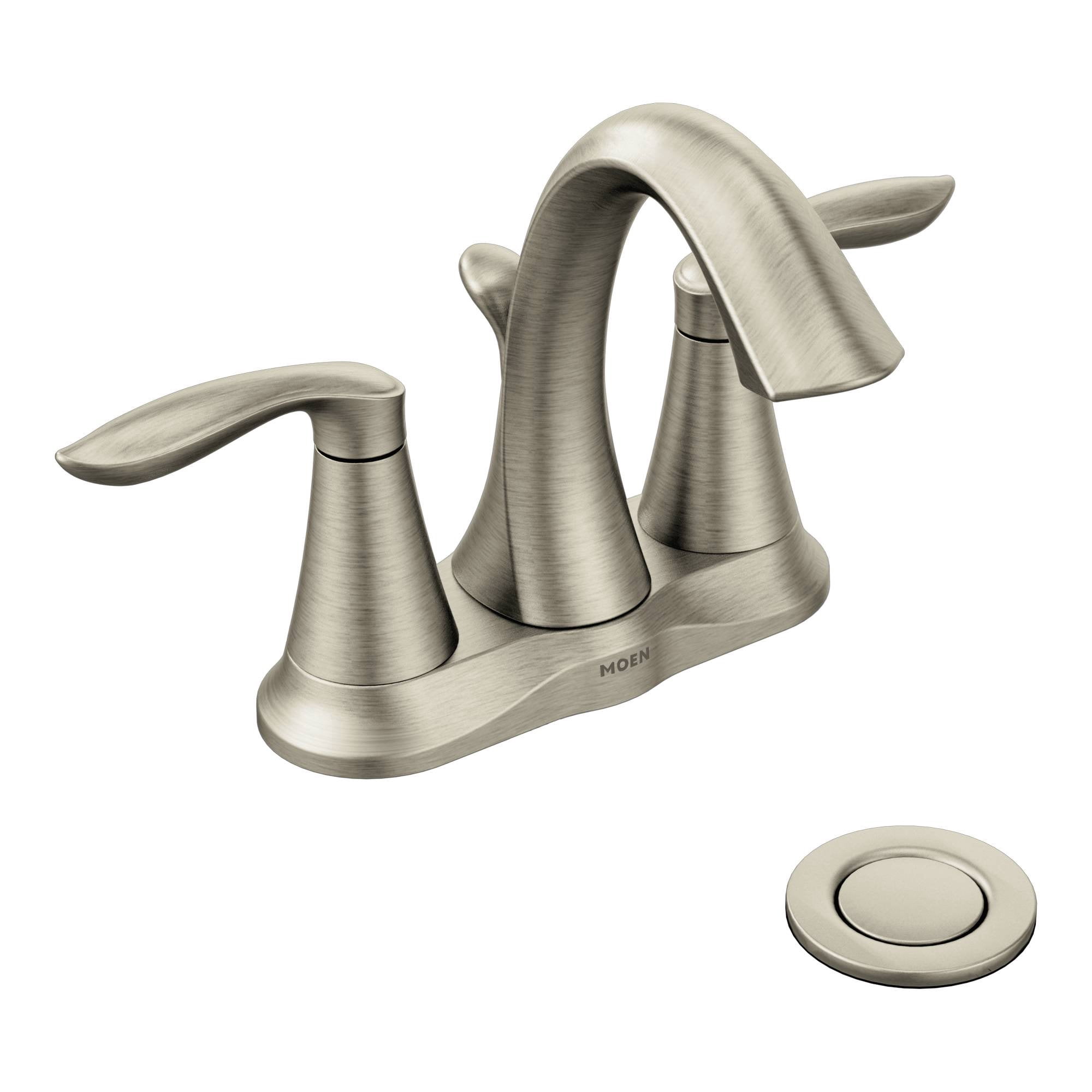 MOEN 6410BN Eva 4 in. Centerset 2-Handle High-Arc Bathroom Faucet in Brushed Nickel