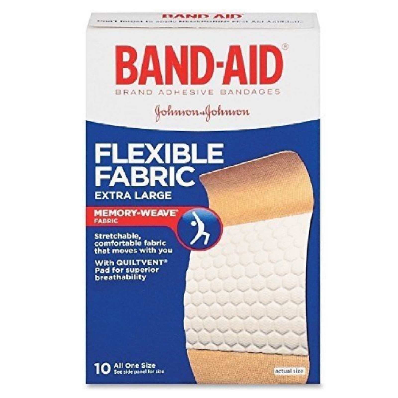 Band-Aid Brand Adhesive Bandages Flexible Fabric Memory-Weave XL, 10ct