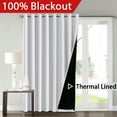 thumbnail image 1 of Flamingop Full Blackout White Wide Patio Door Curtains Faux Silk Satin With Black Liner Thermal Insulated Room Divider Window Treatment Panels, Grommet Top (100 X 84 Inch, One Panel), 1 of 4