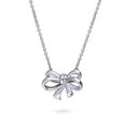 thumbnail image 2 of BERRICLE Sterling Silver Bow Tie Ribbon Mini Fashion Pendant Necklace for Women, Rhodium Plated 16 inch, 2 of 6