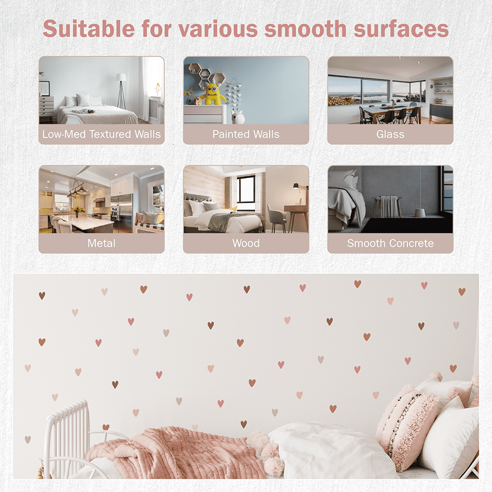Wall Palz Boho Hearts Vinyl Wall Decals Peel and Stick Room Decorations
