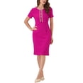 thumbnail image 1 of Vestido de mujer de manga corta Inspire Chic, vestido ajustado de tweed para el trabajo, vestido lápiz M color rosa intenso, 1 of 6