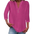 thumbnail image 2 of WCJM Women Double Lined Fitted Basic T Shirts Crew Neck Long Sleev Women's Long Sleeve T-Shirt Cotton Linen Shirts for Women Summer Button Down Tops Short Sleeve Casual Blouses Oversized Tshirts 2025, 2 of 5