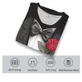 thumbnail image 4 of GHUALURU Men's Funny Tuxedo Graphic T-Shirt with Rose, Black Formal Suit Print Novelty Tee for Wedding Party Prom Costume，Black3，S, 4 of 6
