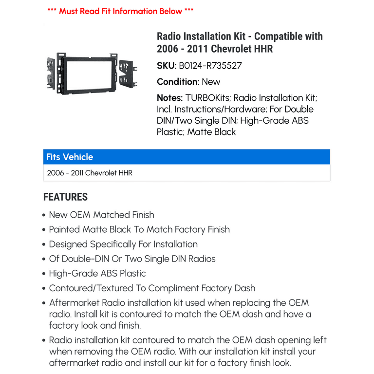 Chevy hhr stereo install kit deals