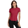 thumbnail image 4 of BeautyIn T-Shirts d'Entraînement pour Femmes Ourlet à Cordon Ajusté Manches Courtes Yoga Course, 4 of 4