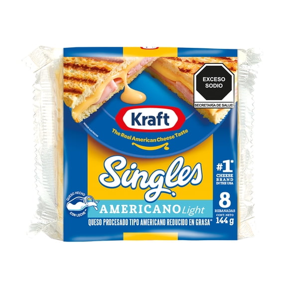 Queso tipo americano Kraft Singles light 144 g