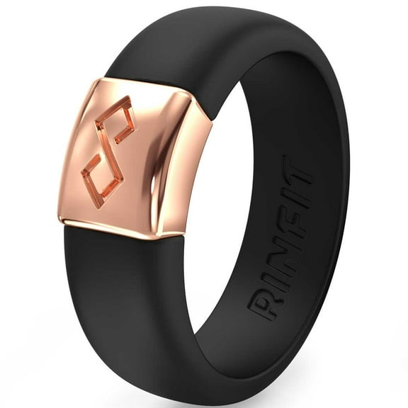 Rinfit Silicone Rings for Women - Female Rubber Wedding Bands - Metal Infinity Collection