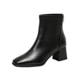 thumbnail image 2 of Willtoo Women's Square Toe Side Zipper Mid Chunky Heels Retro Ankle Boots, 2 of 6