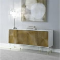 thumbnail image 2 of Pemberly Row 64" Contemporary High Gloss Lacquer Wood Sideboard Buffet Console with Hidden Drawer in White/Gold, 2 of 4