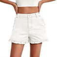 thumbnail image 2 of Only Moment Womens Drawstring Shorts Polyester,Cotton High Waisted Summer Workout Lounge Shorts with Pockets Wowomen's Jean Shorts White,S, 2 of 7