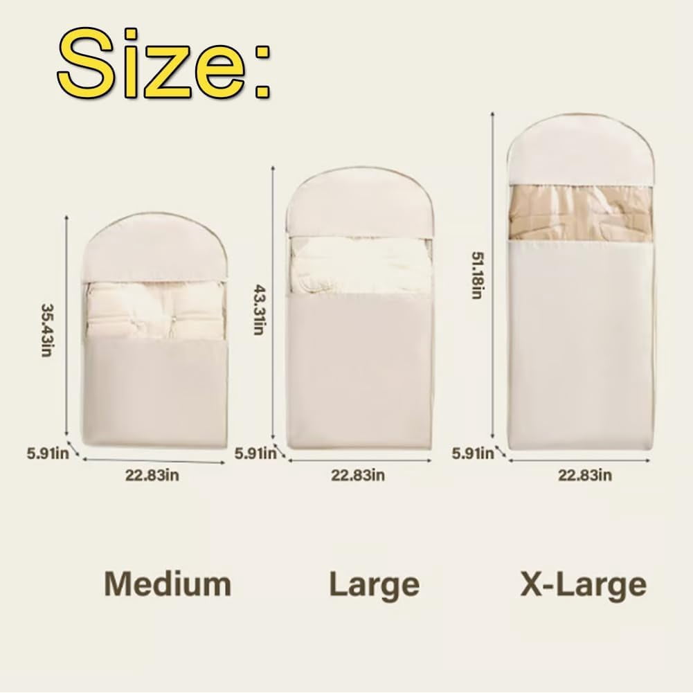 Space Saving Garment Bag with Compression Zipper – 3PCS Space Saving Hanging Garment Bag for Down Coats, Dust-Proof, Hanging Organizer S/M/L