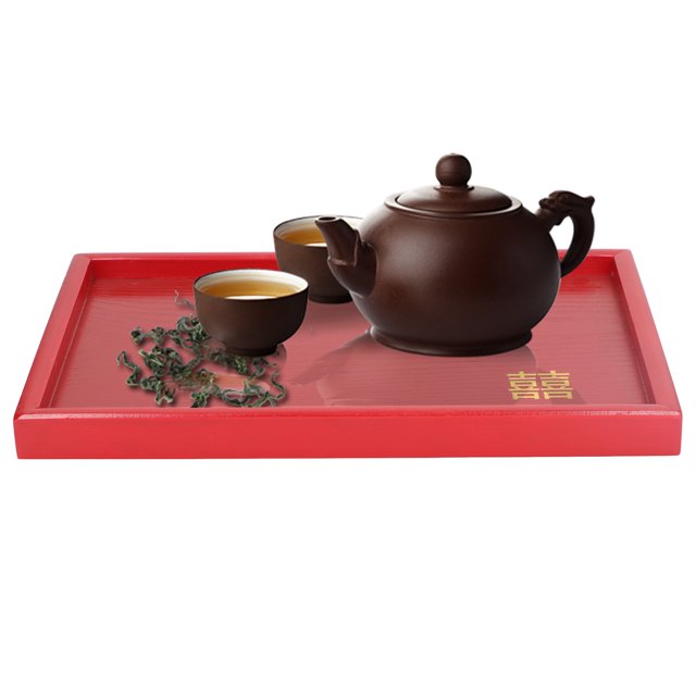 Serving Tray, Sturdy And Reusable Food Meals Server Tray Handcrafted Decorative Serving Platter Striking Red Wood Round Butler Tray For Snacks Beverages Fruits