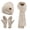 Beige, variant on FZ FANTASTIC ZONE Womens Winter Warm Beanie Hat Touchscreen Gloves Long Scarf Set Ribbed Cable Knit with Fleece Lined Skull Pom Caps, Khakiwhite