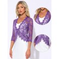 thumbnail image 2 of DARING DIVA Women's Floral Lace Shrugs Evening 3/4 Sleeves Formal Bolero Cardigan XS Purple, 2 of 6