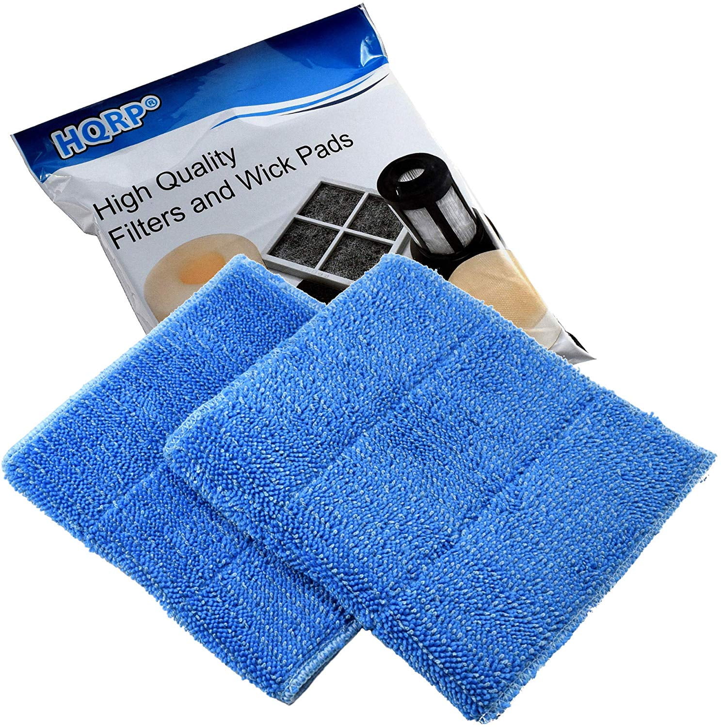 HQRP 2pack Washable MicroFiber Blue Steam Mop Pads compatible with
