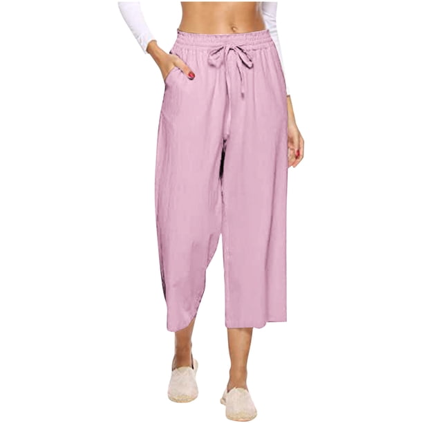 WILLBEST Pantalones Casuales de Mujer, Cintura Alta, Pierna Ancha, Estampados, con Bolsillos, para Uso Diario y Estilo. Chica