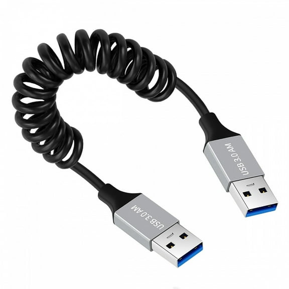 CY USB 3.0 Type-A Male to USB3.0 A Male Stretch Coiled Cable 100cm Extension 5Gbps for Disk SSD Camera Data