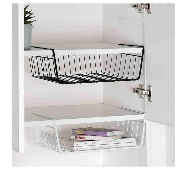Under Shelf Basket,2 Pack White under Shelf Wire Basket Hanging