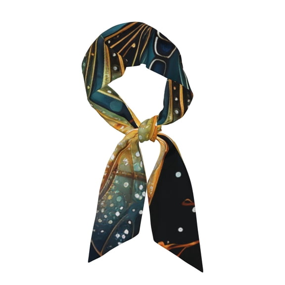 Dragonfly Art Dragonflies Painting Starry Sky Satin Scarf Silky Neck Hair Scarf Shawl Wrap, Headband Handbag Accessory