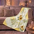 thumbnail image 6 of Sunflower Honeybee Patchwork Farmhouse, Rustic Botanical Portrait, Warm Flannel Blanket for Ranch House and Living Room, Garden Lovers Housewarming Gift, Rustic Home Decor, 6 of 9