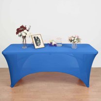 Balsa Circle 8 Feet Royal Blue Fitted Spandex Tablecloth Open Back Rectangle Table Cover Event