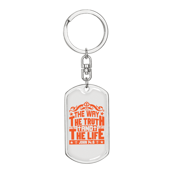 The Truth And The Life John 14:6 Stainless Steel or 18k Gold Premium Swivel Dog Tag Keychain