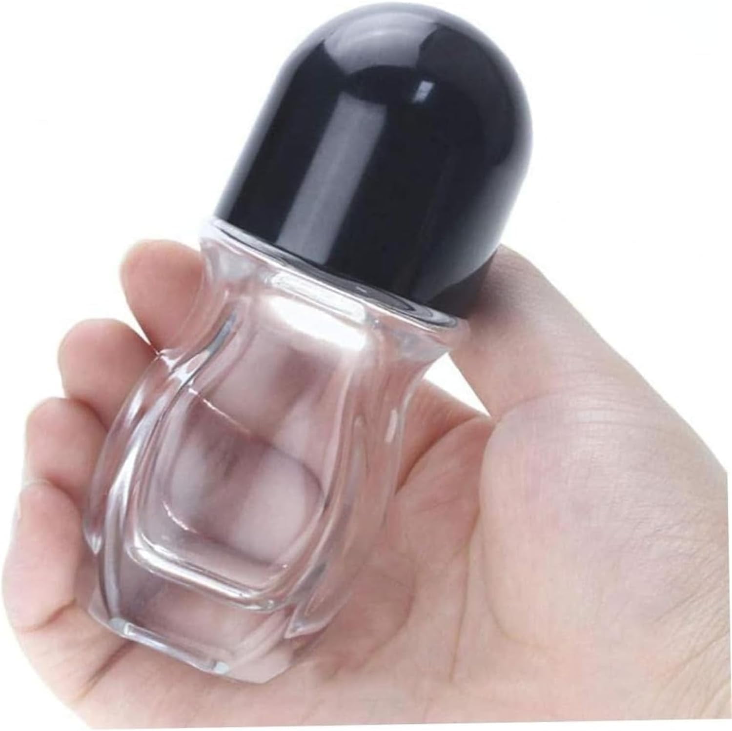 3pcs Glass Empty Roller Bottles,with Plastic Roller Ball,Clear Refillable Glass Roll-On Bottles,Empty Essential Oils Roller Bottles Containers with Plastic Roller Ball and Black Cap(30ml)
