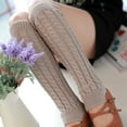 thumbnail image 2 of Womens Winter Knitted Crochet Leg Warmers Long Socks In White, 2 of 4
