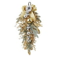 thumbnail image 2 of Christmas Wreath Upside Down Staircase Door Hanging Christmas Golden Leaf Hanging Ornament Bow Decoration, 2 of 9