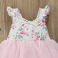 thumbnail image 3 of Baby Girl Floral Sleeveless Ruffle Tulle Princess Dress Elastic Backless One Piece Wedding Outfit, 3 of 5