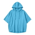 thumbnail image 6 of MOONDU Women's Short Sleeve Hoodie Hooded Sweatshirt Drawstring Pullover Solid Color Loose Fit Casual Summer Top for Gym Yoga Everyday Wear 8 Colors S-XXL, 6 of 7