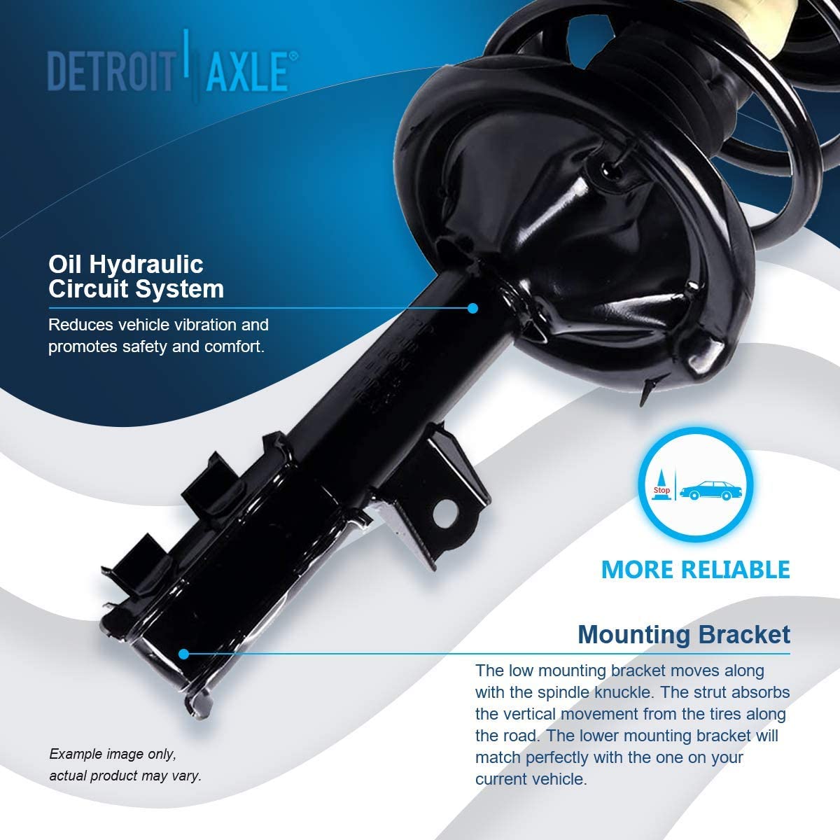Detroit Axle - Front Struts for 2007-2010 Hyundai Elantra Complete 2 Struts with Coil Spring 2008 2009 Replacement Left & Right Quick Install Ready Strut Shock Assembly