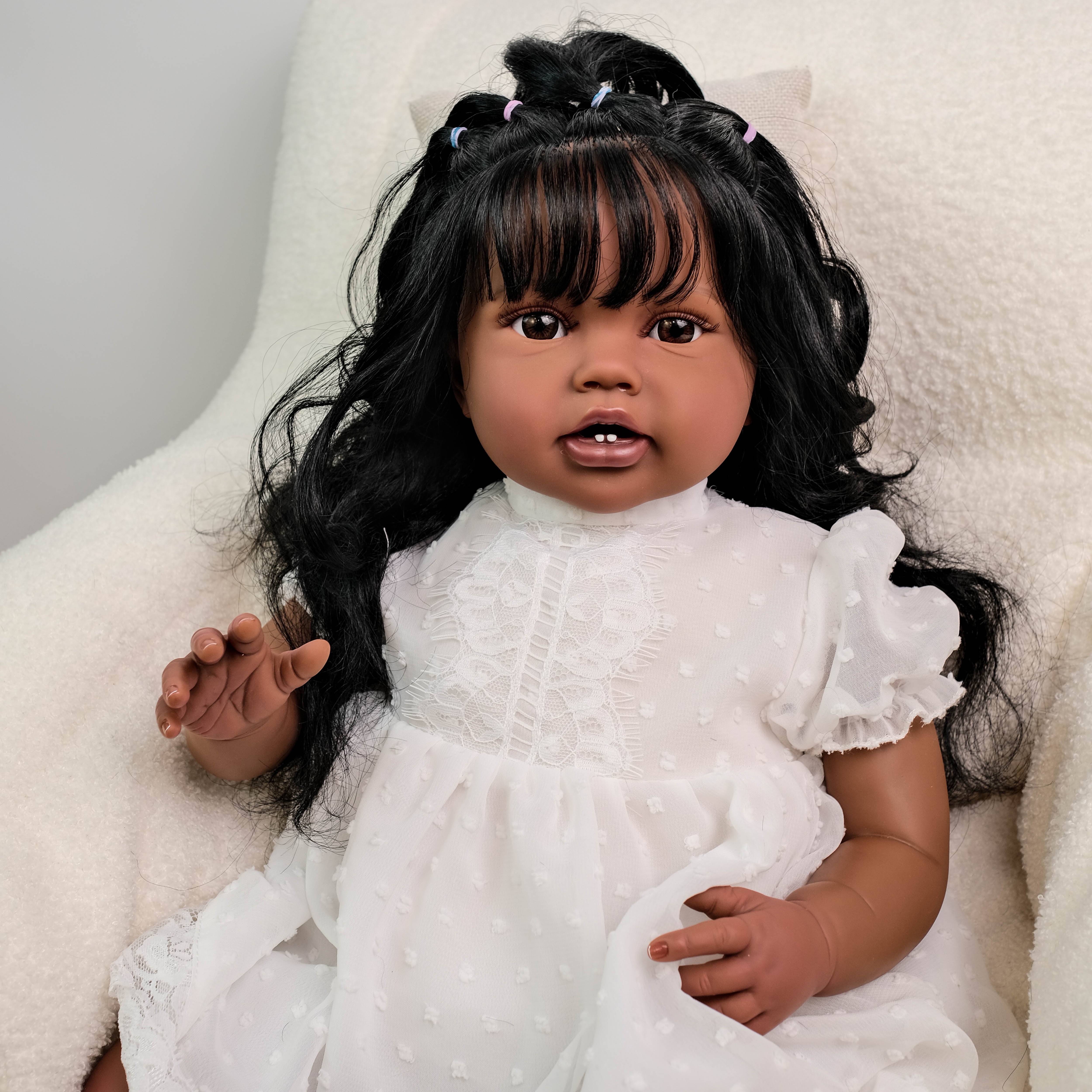 Realistic Reborn Baby Dolls 24 inch Real Life Size Baby Full Body Black Baby Cloth Body Baby with Complete Accessories for Kids 3+ Years