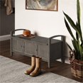 thumbnail image 2 of SIMPLIHOME Warm SOLID WOOD 44 inch Wide Entryway Storage Bench with 3 Doors, Multifunctional Rustic inFarmhouse Grey, 2 of 6