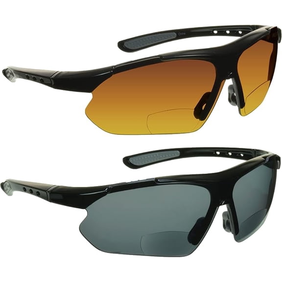 proSPORT Bifocal Sport Sunglasses for Men & Women, UV400 Blue Light Blocking, Wrap Around Semi-Rimless, Golf Cycling Fishing