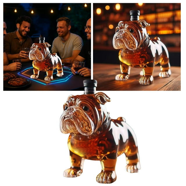 Set Empty 300ml Bottle Unique Glass Design Home Bar Accessory Stylish Engraved Dog Shape for Enthusiasts