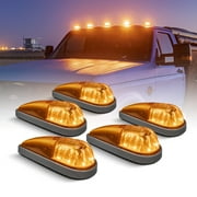 Amber LED Teardrop Cab Marker Lights Kit [Gray Base] [DOT FMVSS 108] [SAE P2PC] [Universal Fit] Teardrop Cab Lights for Truck RV Van FordF250 F350Dodge Chevrolet Silverado Ram