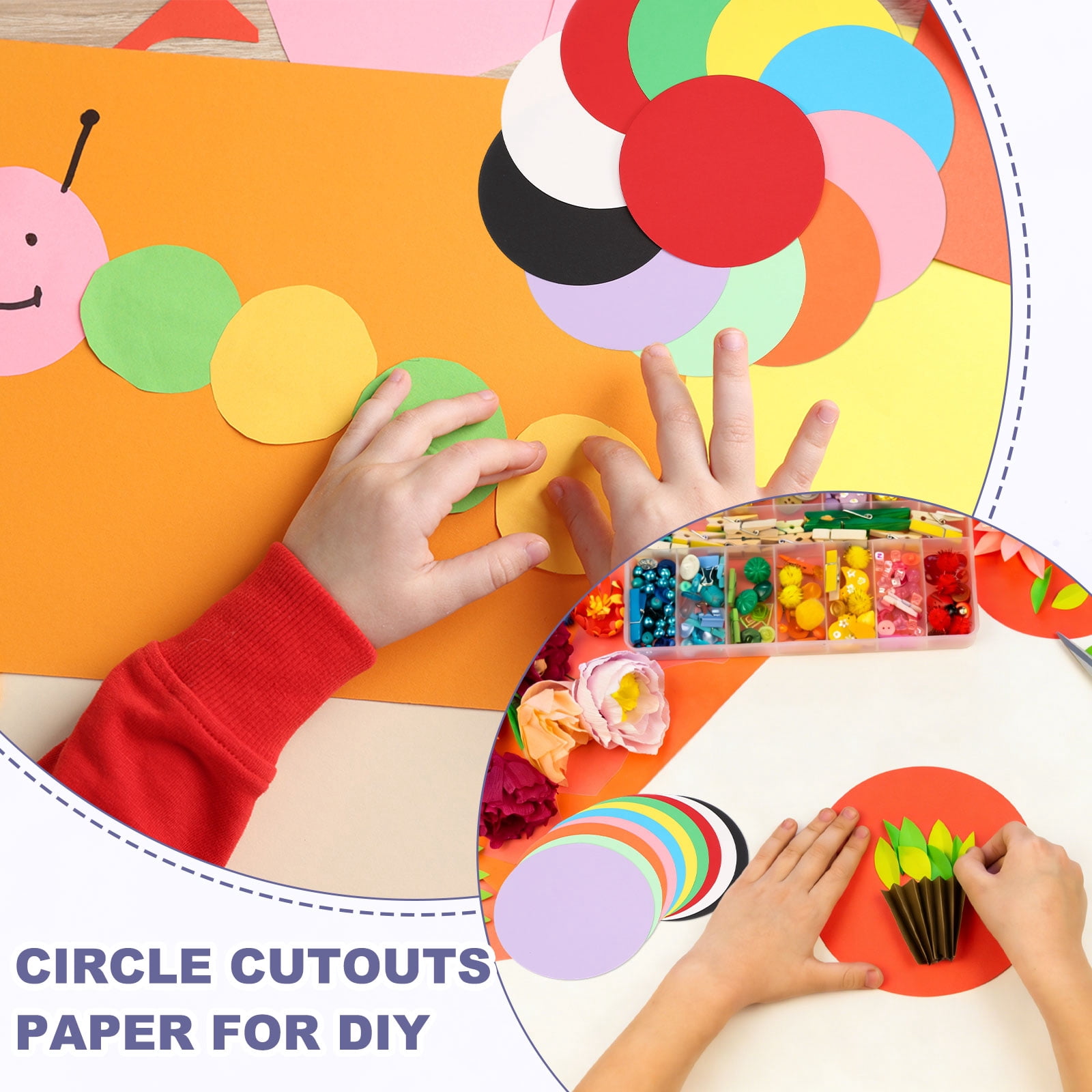 Uxcell 8 Inch Circle Cutouts Paper, 80 Pcs Circle Card Stock 200gsm/75lb Round Cutouts for DIY Craft Projects Classroom Bulletin Board Decoration, White