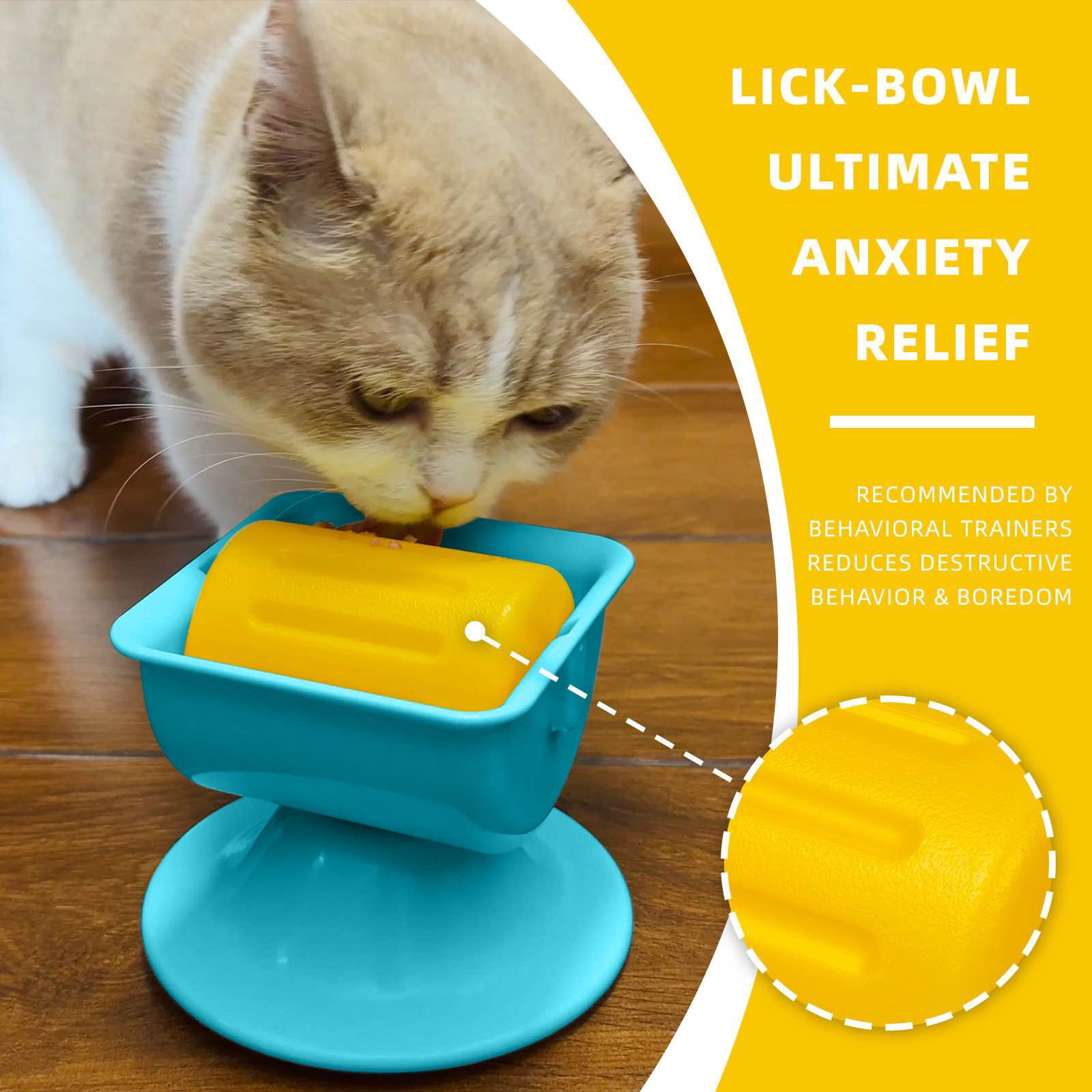 FEISHENTT Slow Feed Cat Bowl, Elevated Cat Food Dish with Tilted Design, Dual-Use for Dry and Wet Food Blue One Size