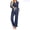 Navy, variant on Sleepwear Set Women's Silk Comfy Long Sleeve Pants Suit With Crepe Edge Lapel Homestay Pajamas,Blue