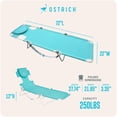 thumbnail image 6 of Ostrich The Original Chaise Beach Lounge Chair, Folding & Reclining Outdoor Lounger, Aqua, 6 of 12